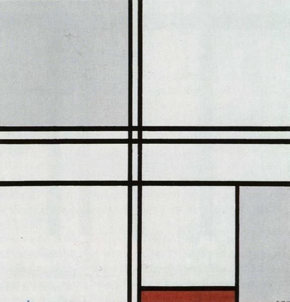 Komposition med rött och grått av Piet Mondrian