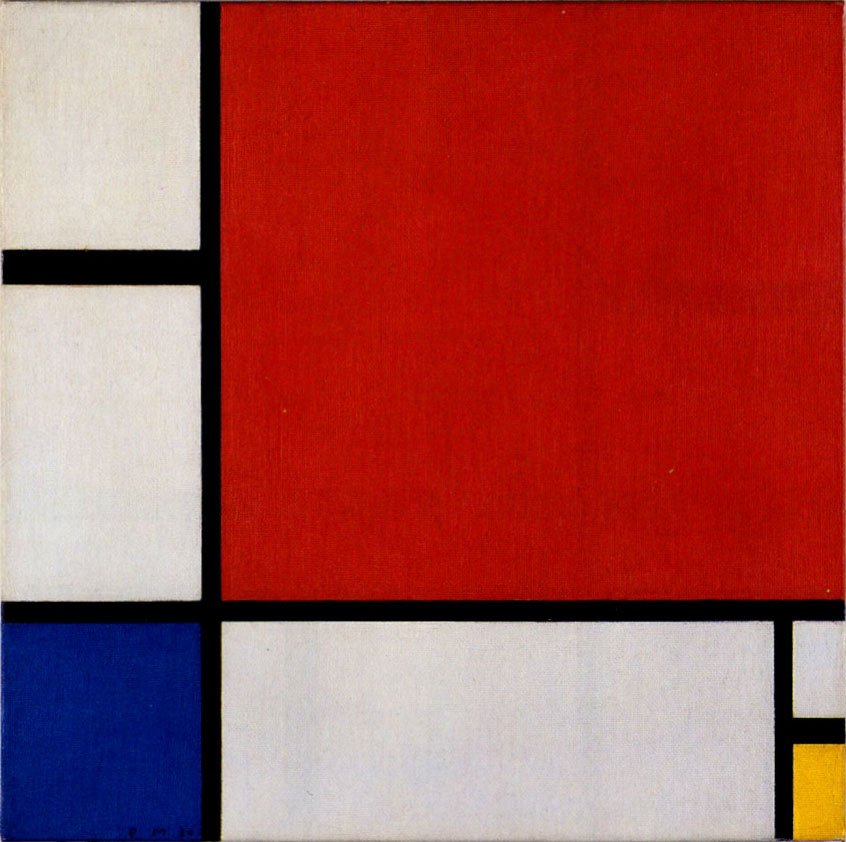Komposition II i rött, blått och gult av Piet Mondrian