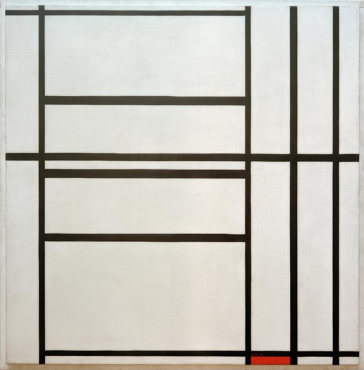 Komposition nr. 1, med grått och rött / sammansättning med rött av Piet Mondrian