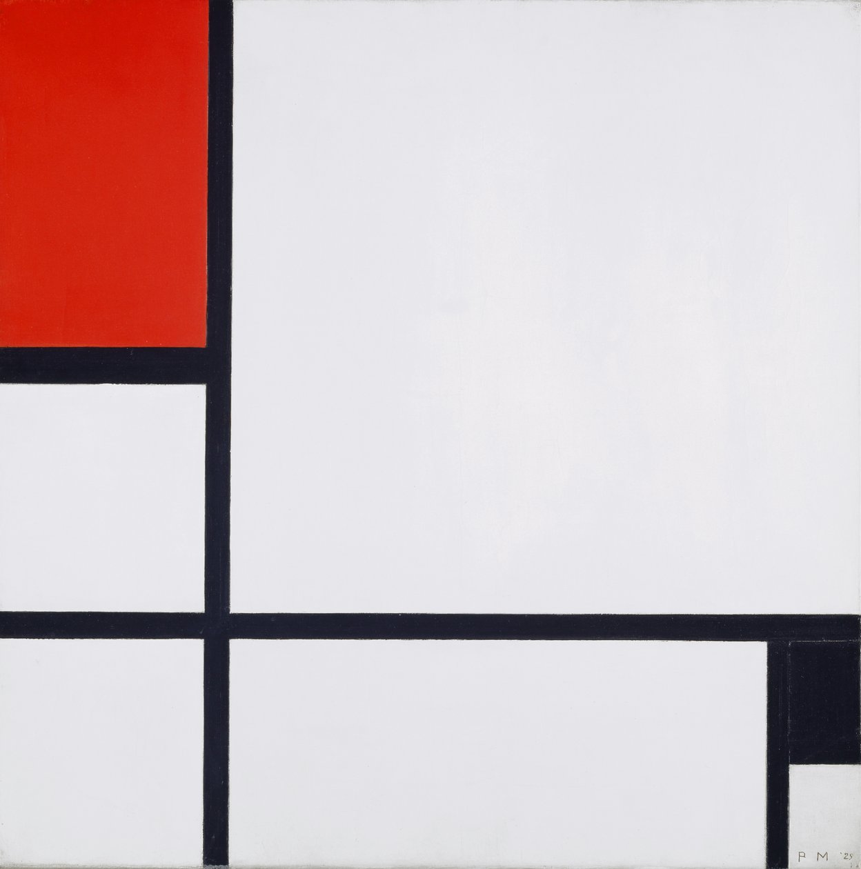 Komposition nr I, med rött och svart, 1929 av Piet Mondrian