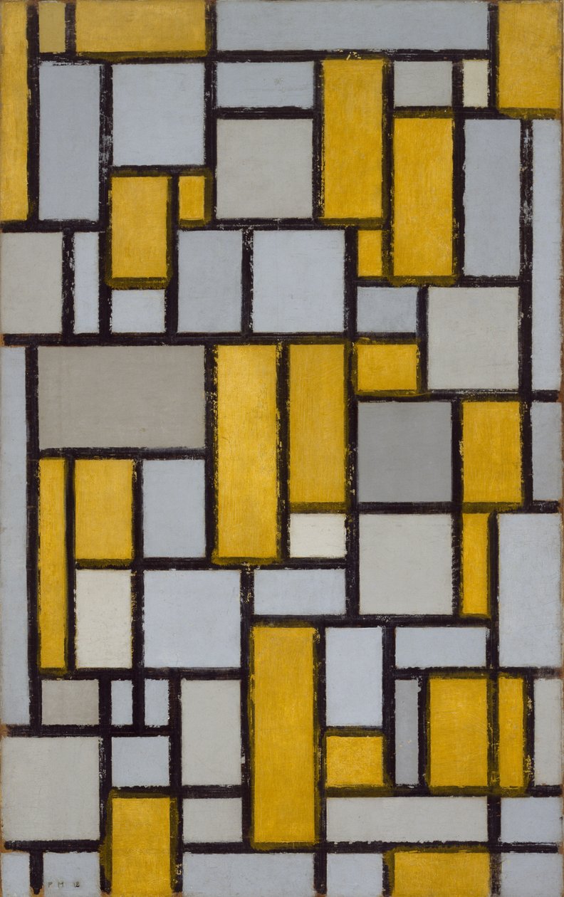 Komposition med rutnät 1, 1918 av Piet Mondrian