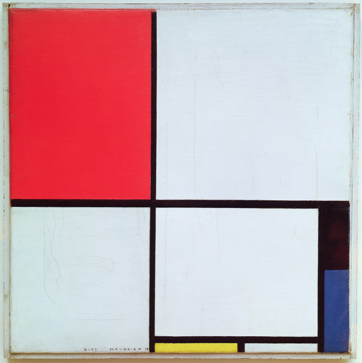 Komposition med rött, svart, blått och gult, 1928 av Piet Mondrian