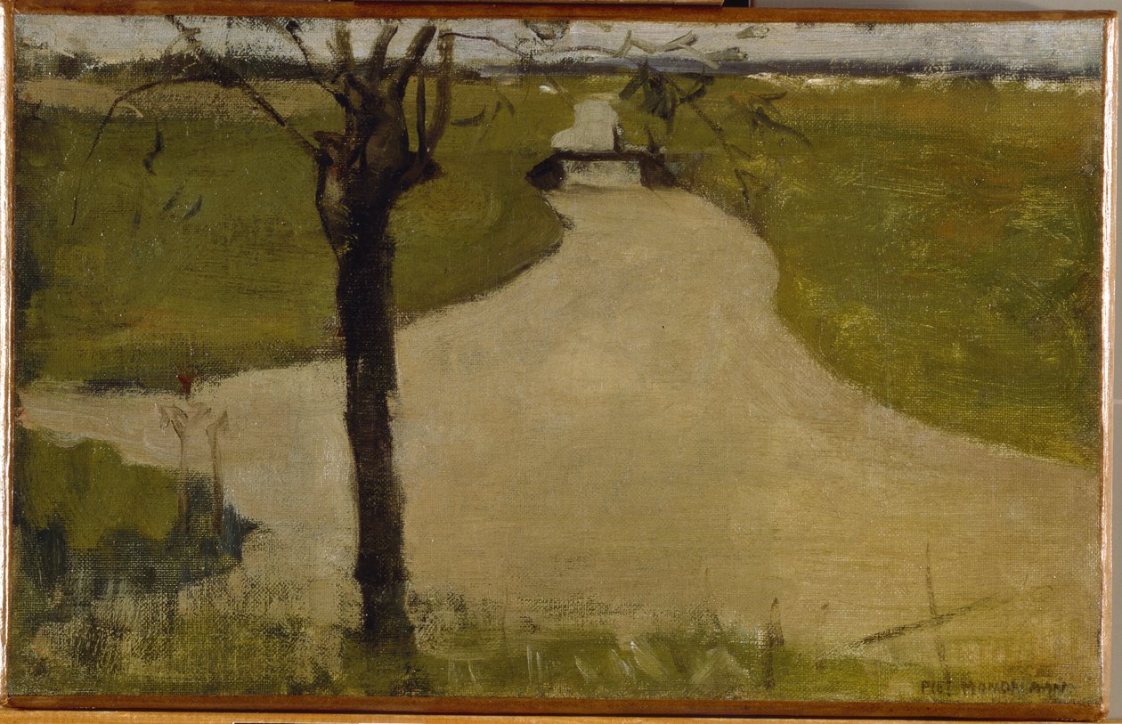 Bevattningsdike med ung pollarded pil, Oil Sketch II, 1900 av Piet Mondrian