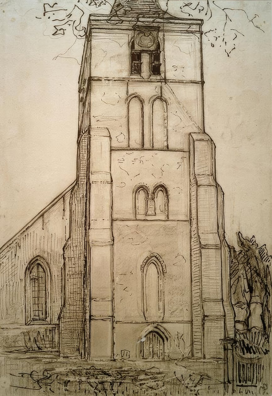 Kyrka i Domburg av Piet Mondrian