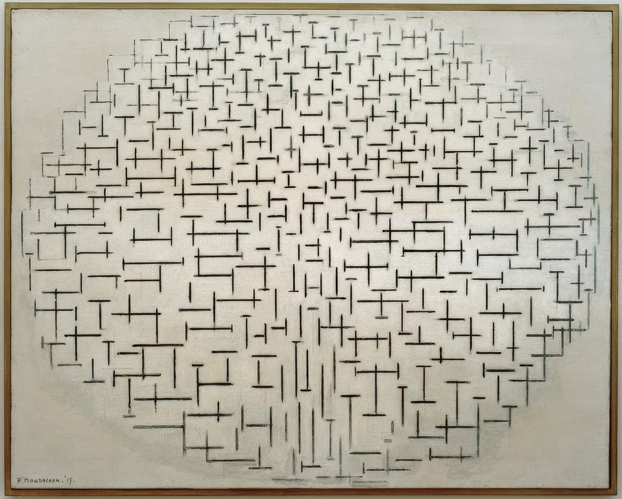 Komposition 10 i svartvitt; pir och hav av Piet Mondrian
