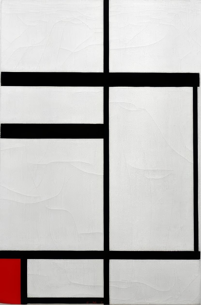 Komposition nr. I; Komposition med rött av Piet Mondrian
