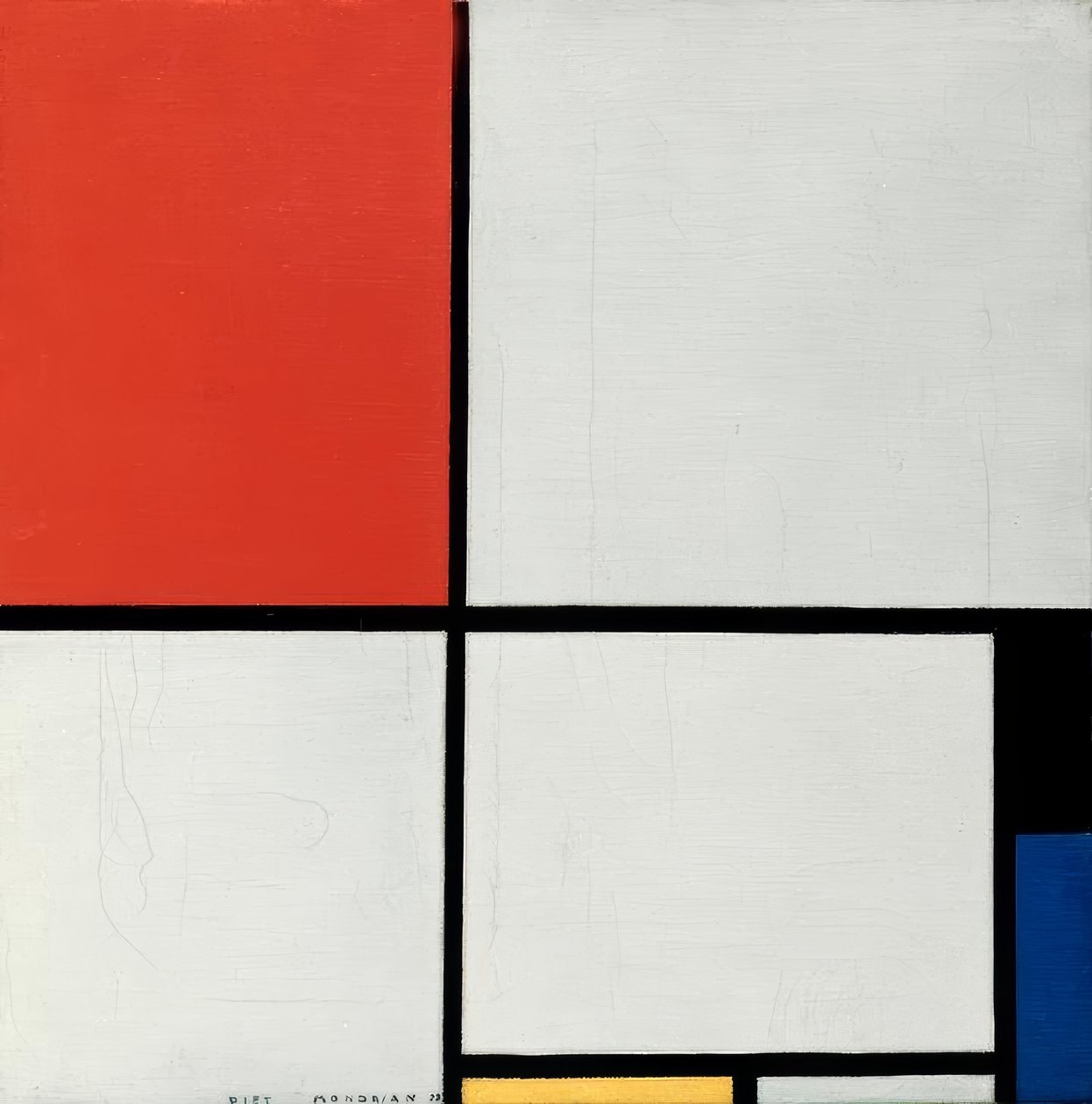 Komposition i rött, gult och blått av Piet Mondrian