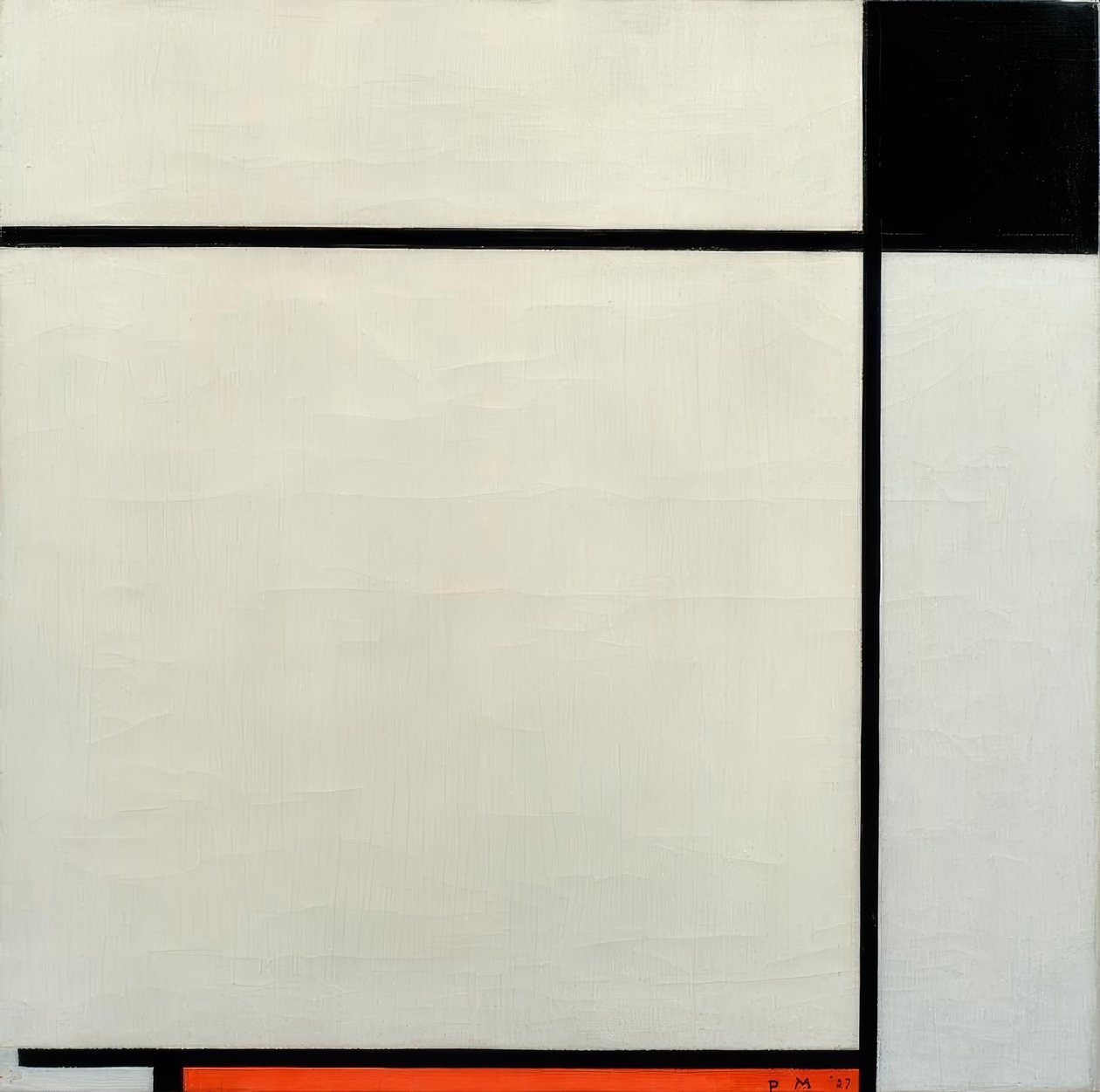 Komposition med svart, rött och grått av Piet Mondrian