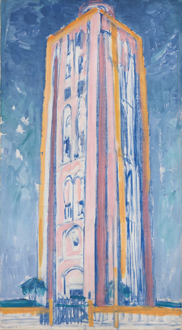 Fyren vid Westkapelle i orange, rosa, lila och blått, c.1910 av Piet Mondrian