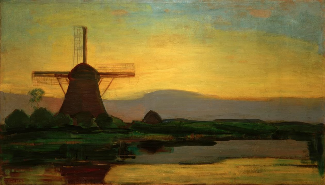 East Side Mühle på kvällen av Piet Mondrian