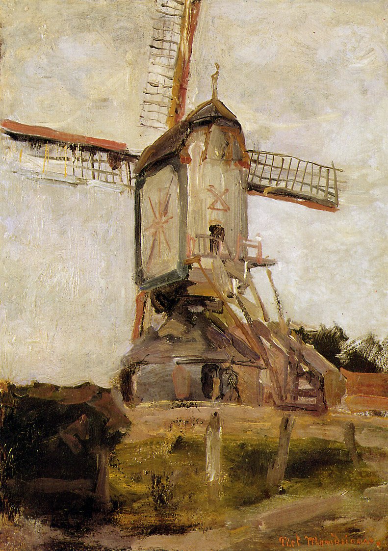 Post Mill at Heeswijk  av Piet Mondrian