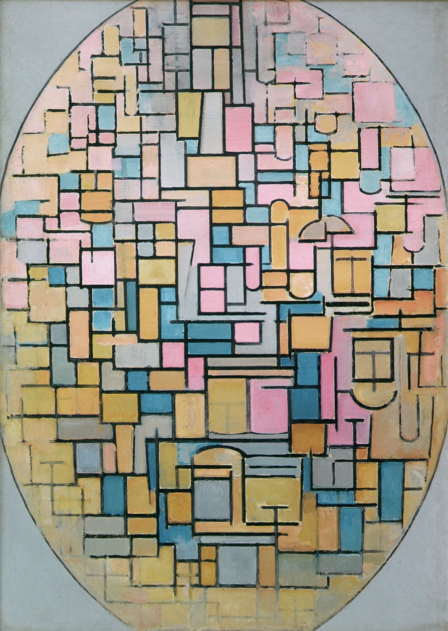 Tablå III: Komposition i oval, 1914 av Piet Mondrian