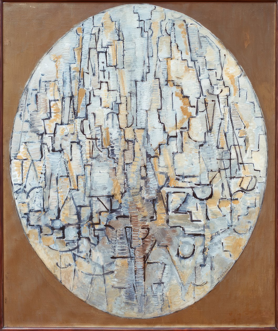 Tablå nr. 3; Komposition i ovalen av Piet Mondrian