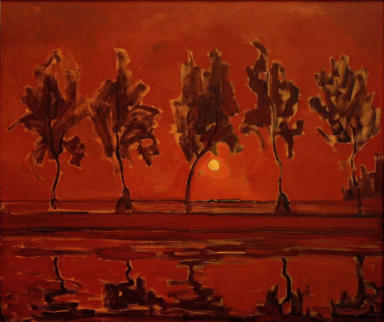 Träd på Gein: Moonrise av Piet Mondrian