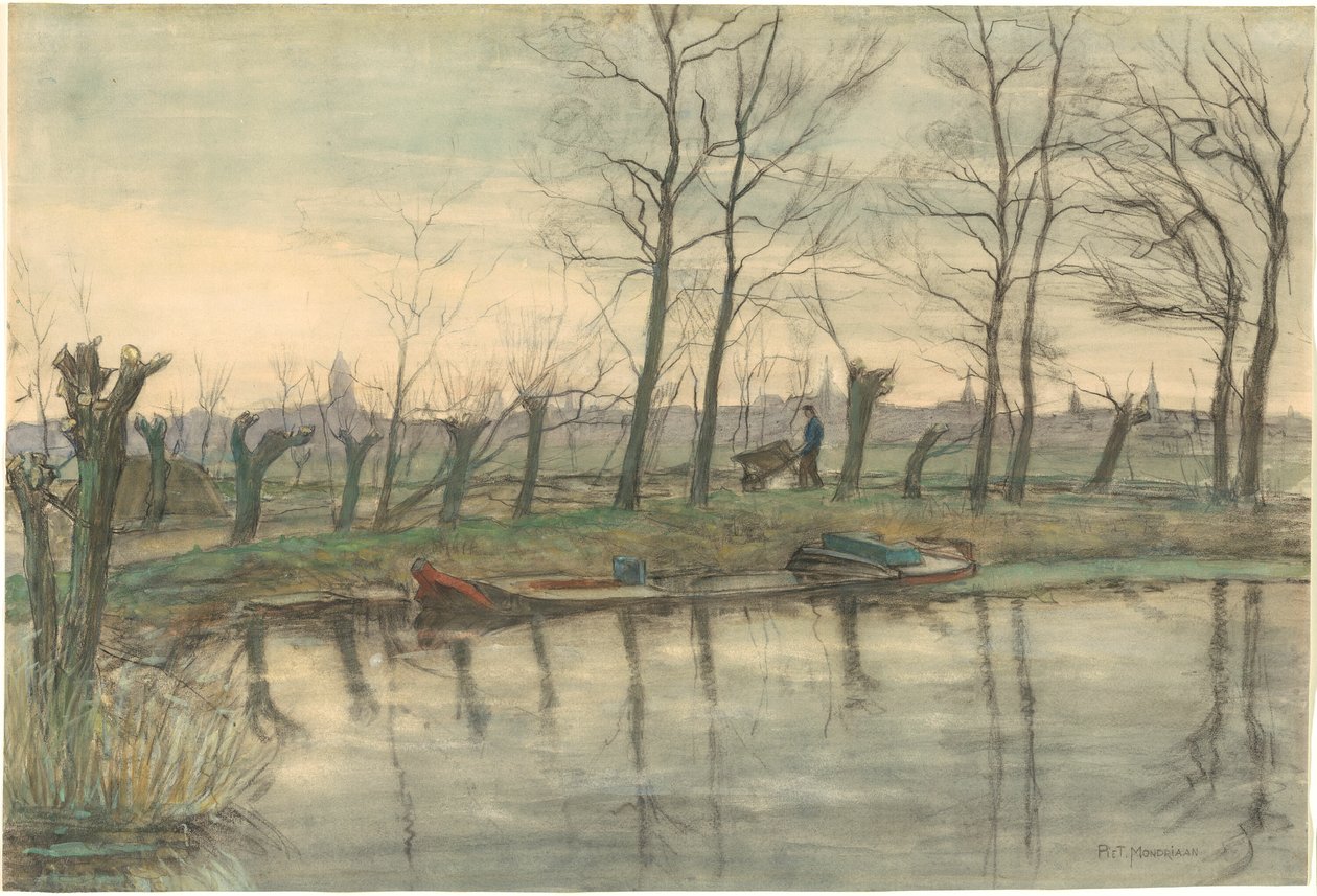 Amsterdams skyline sett från väster av Piet Mondrian