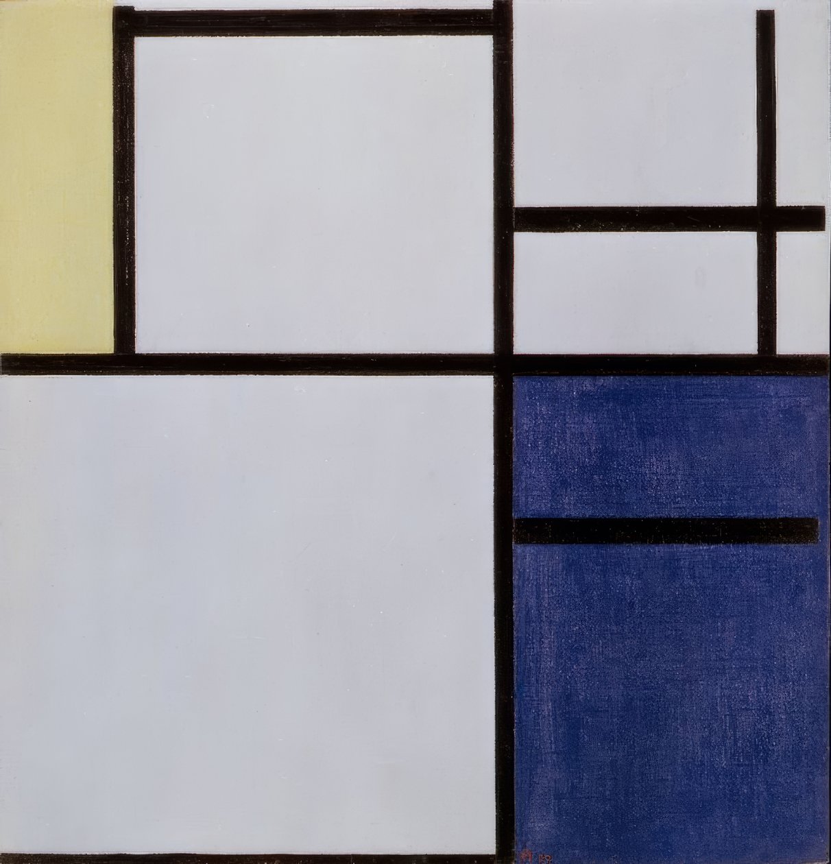 VIT, GRÅ, GUL, BLÅ av Piet Mondrian