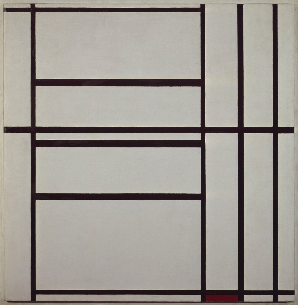 Komposition nr 1 med grått och rött 1938-1939 (olja på duk monterad på trästöd), av Piet Mondrian