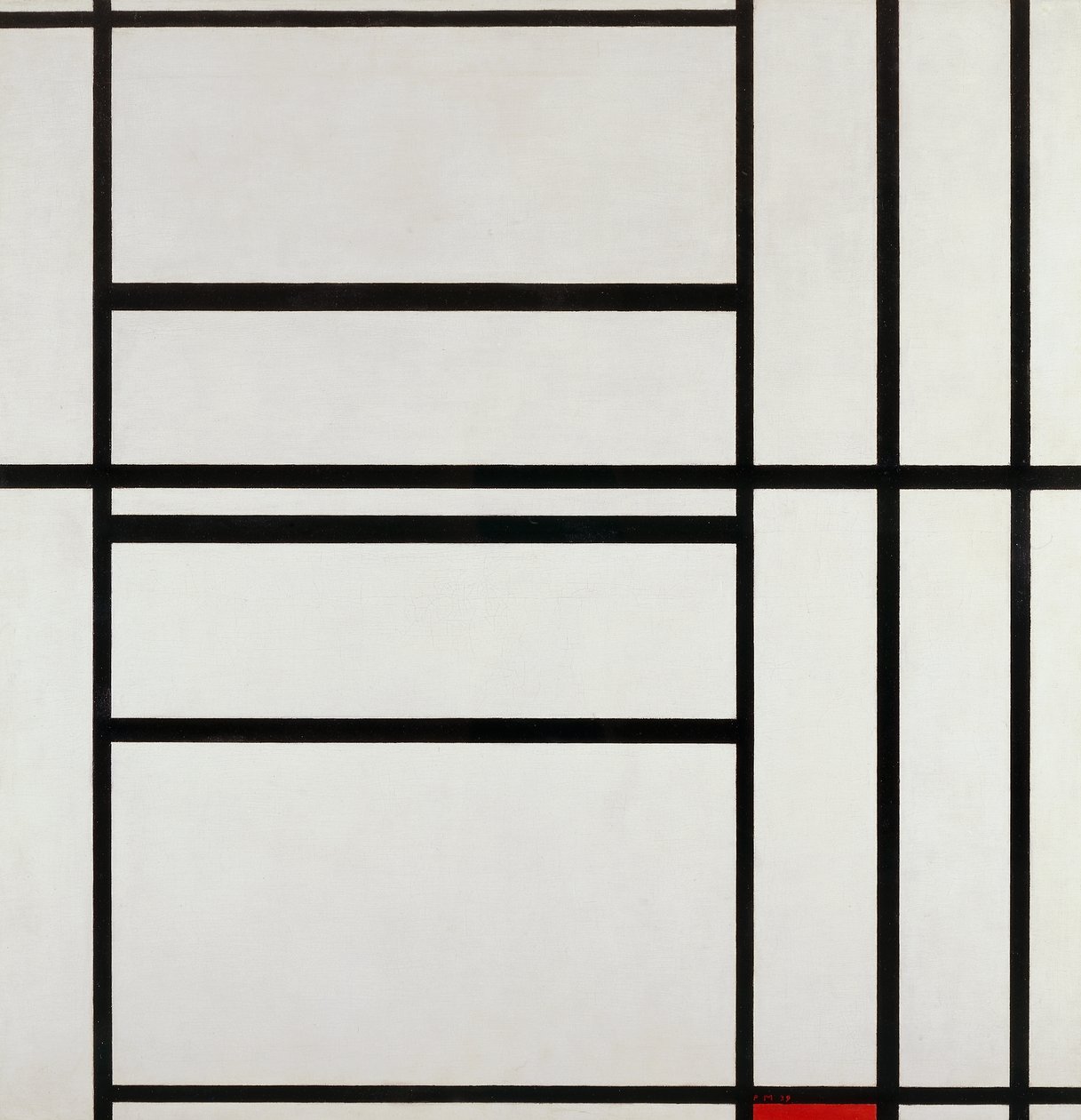 Komposition nr 1 med grått och rött 1938, av Piet Mondrian (1872-1944), olja på duk av Piet Mondrian