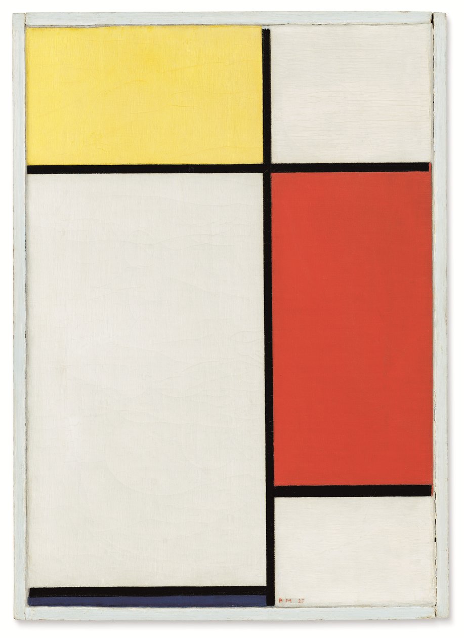 Komposition: Nr II, med gult, rött och blått av Piet Mondrian