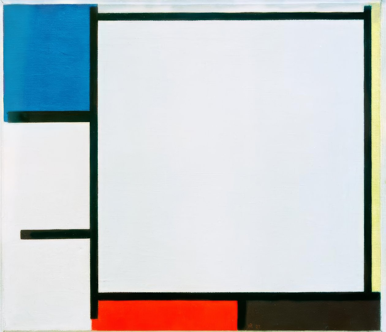 Komposition med blått, gult, rött, svart och grått av Piet Mondrian