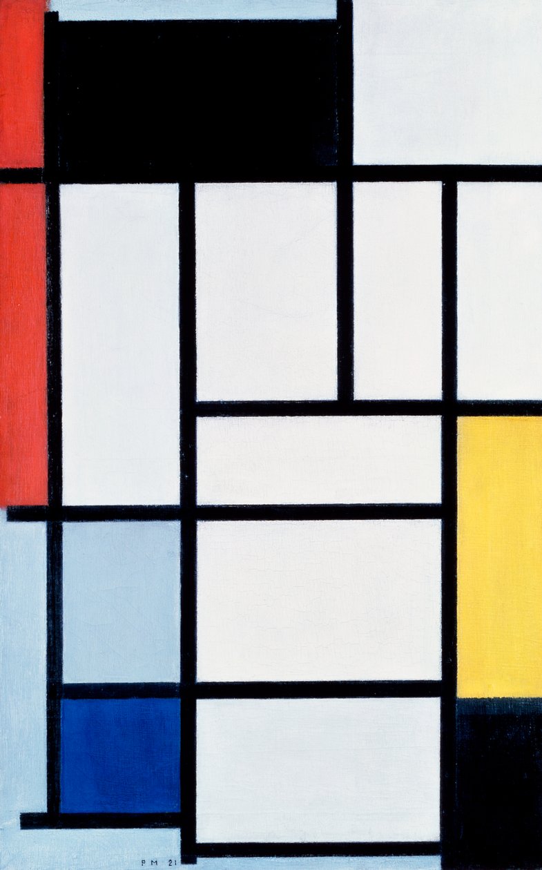 Komposition med rött, gult och blått av Piet Mondrian