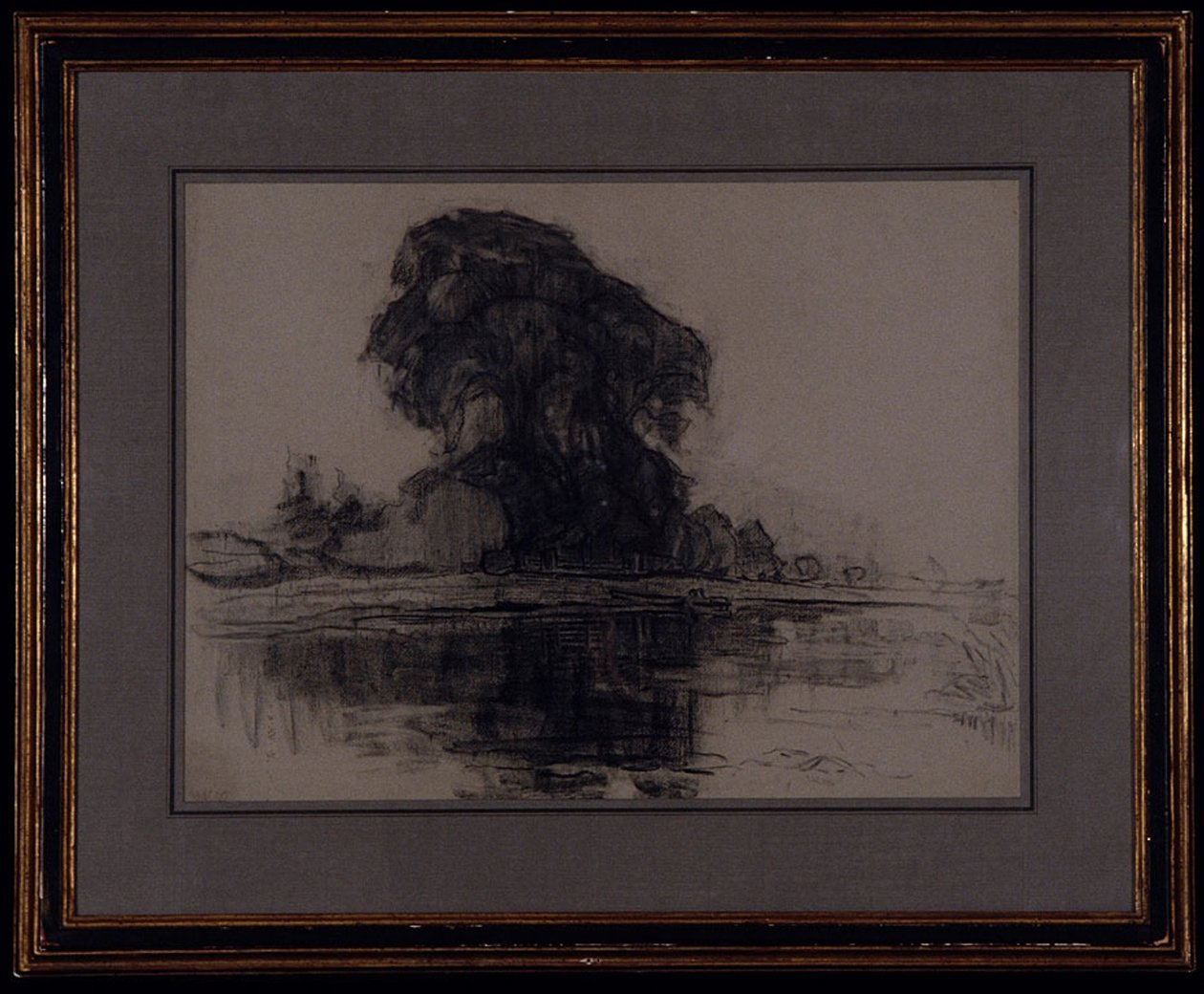 Landzicht Farm: Compositional Study, c.1905 (kol på blågrått papper) av Piet Mondrian