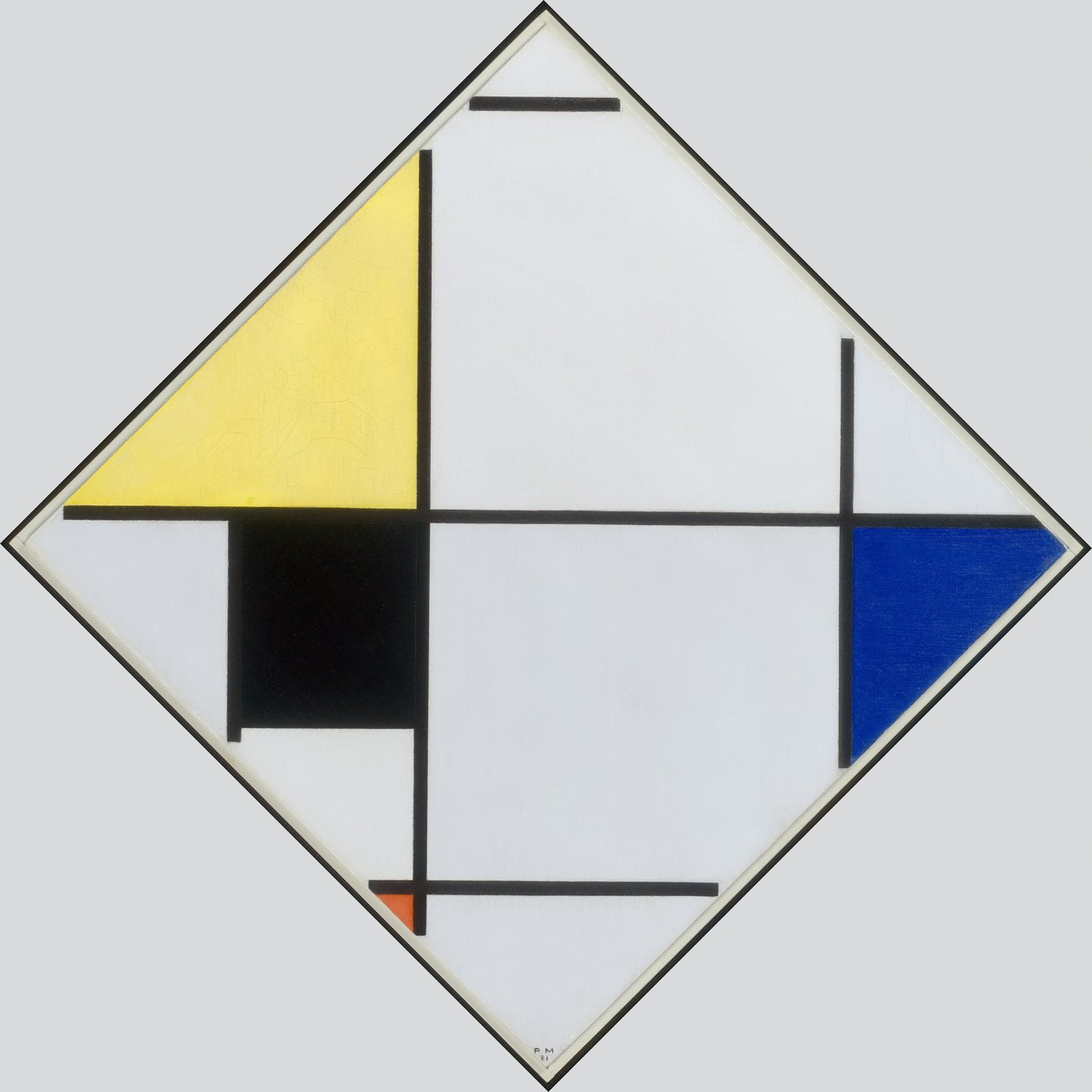Pastillkomposition med gult, svart, blått, rött och grått, 1921 av Piet Mondrian