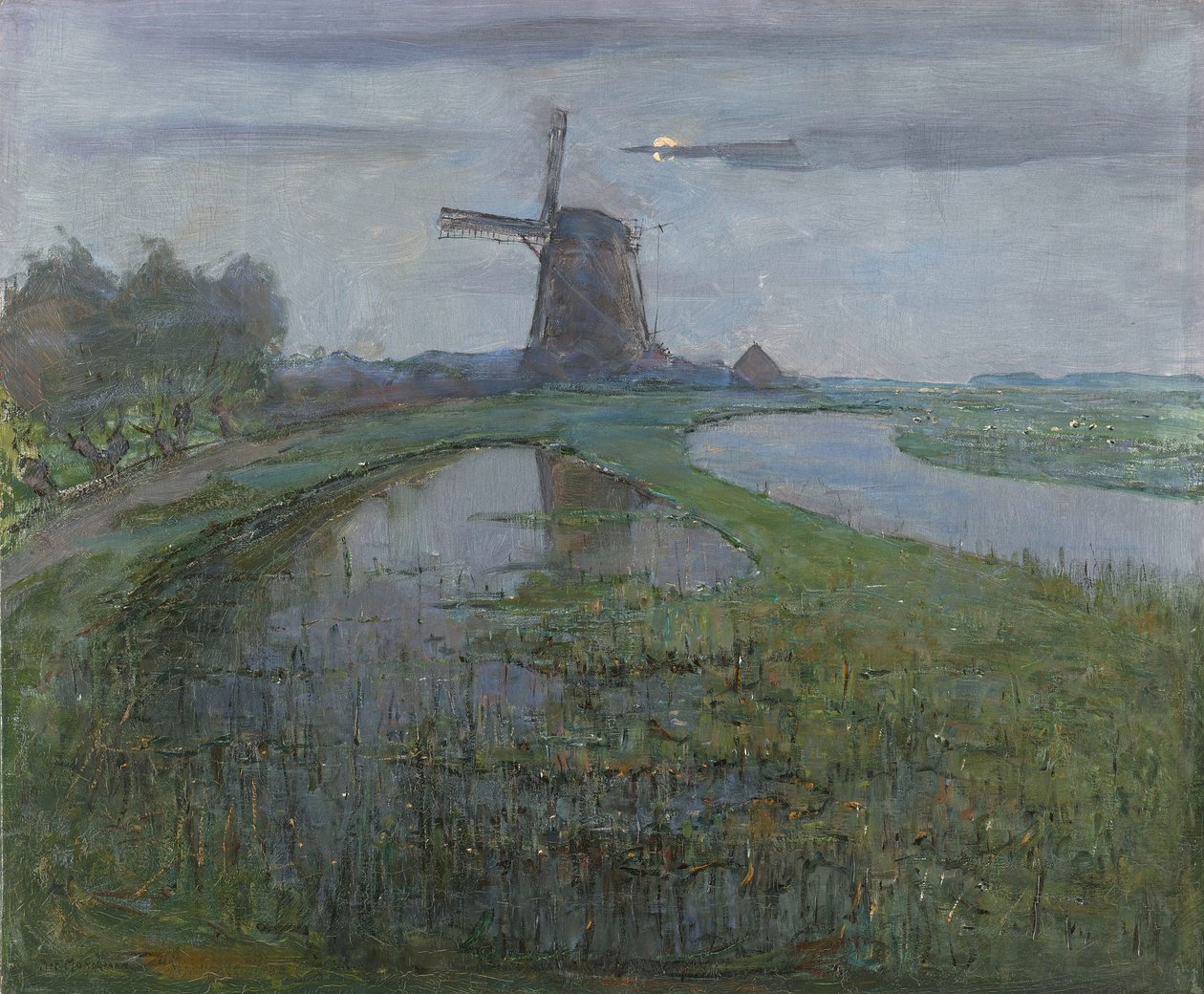 Oostzijdse Mill längs floden, ca 1903 (olja på duk) av Piet Mondrian