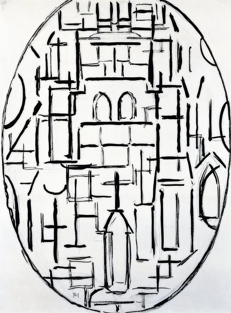 Piet Mondrian (1872–1944), kyrkan i Domburg, 1914. av Piet Mondrian