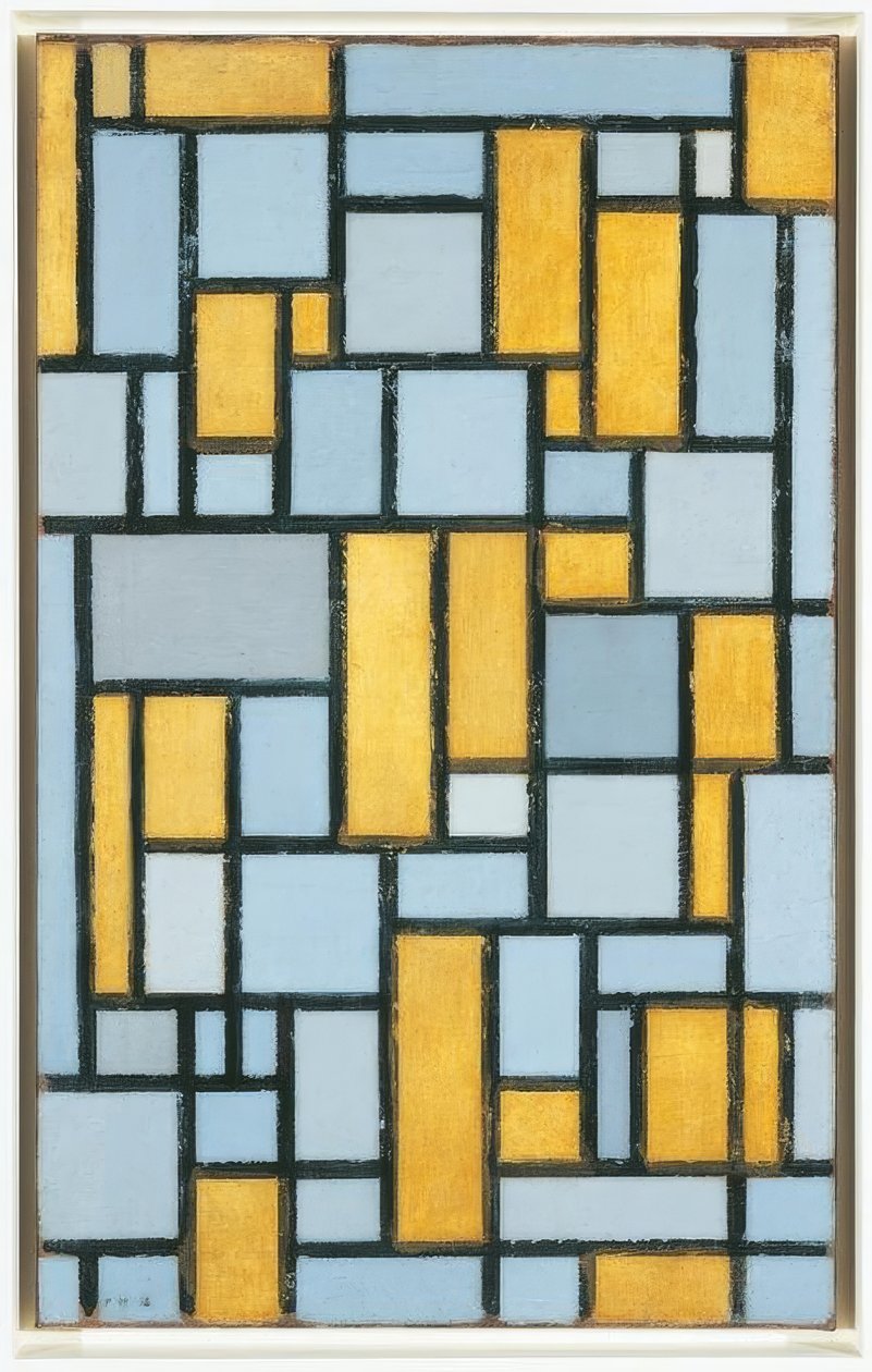Piet Mondrian (1872–1944), Komposition i grått och ockra, 1918 av Piet Mondrian