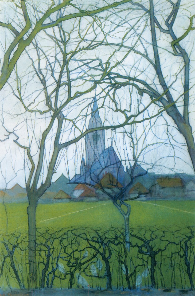 S:t Jakobs kyrka - målning av Piet Mondrian (1872-1944) från ca. 1898 av Piet Mondrian