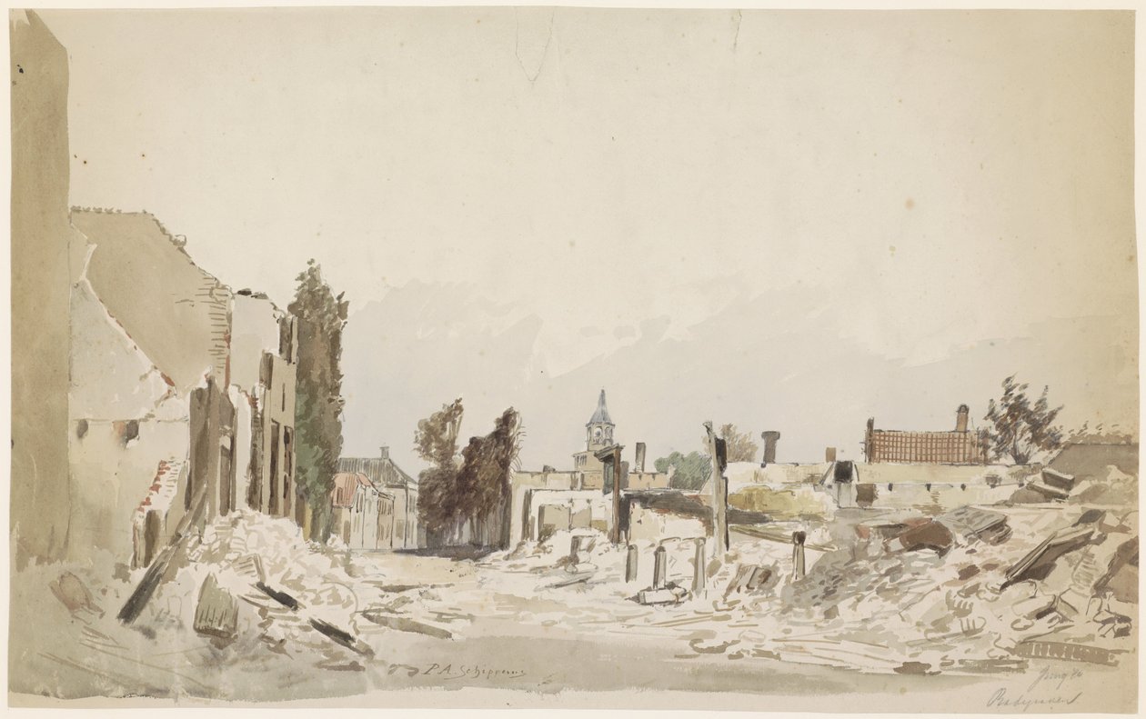Ruinerna vid Bodegraven efter branden i juni 1870 av Piet Schipperus