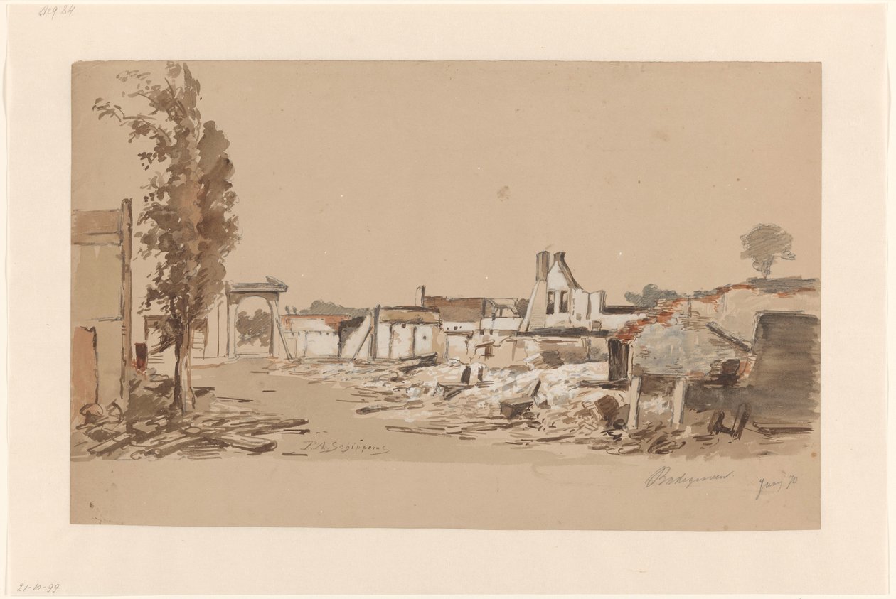 Ruinerna av Bodegraven efter branden den 31 maj 1870 av Piet Schipperus