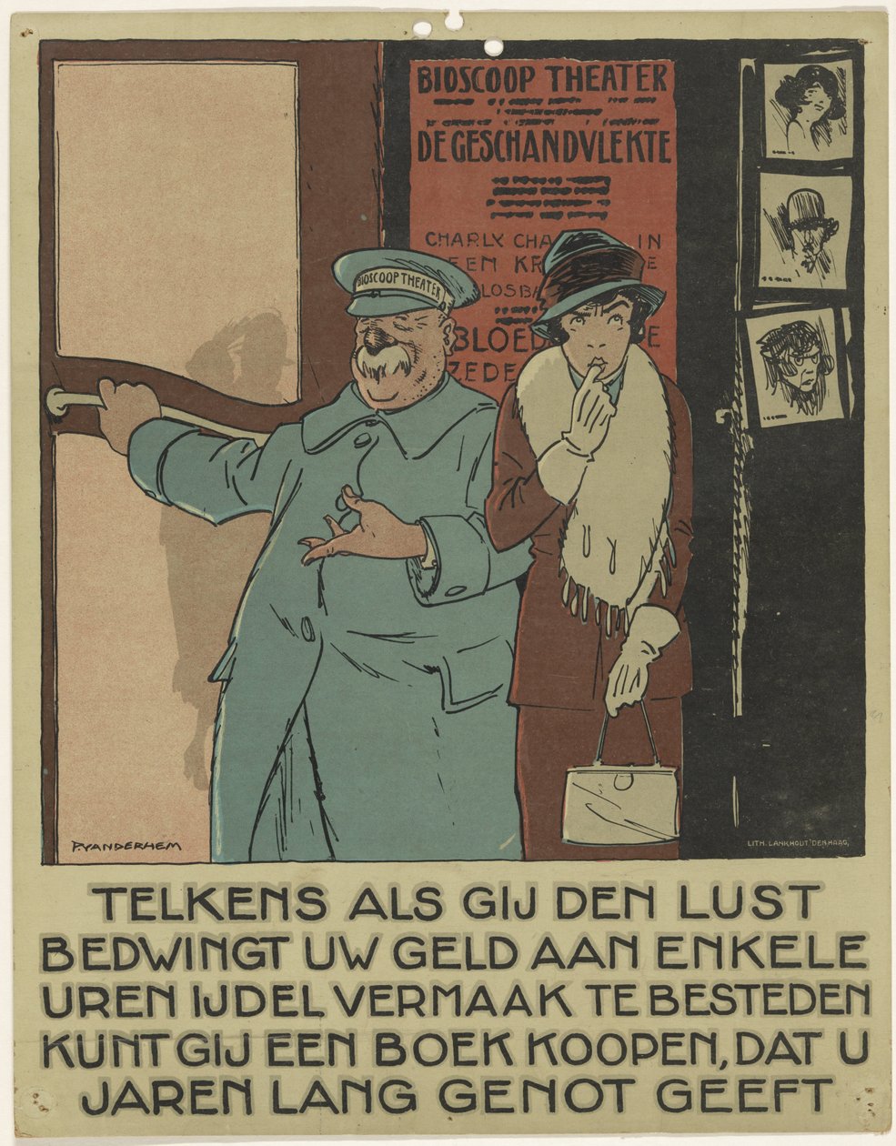 Portvakt för en biograf Kampanj för att marknadsföra boken (serietitel) av Piet van der Hem