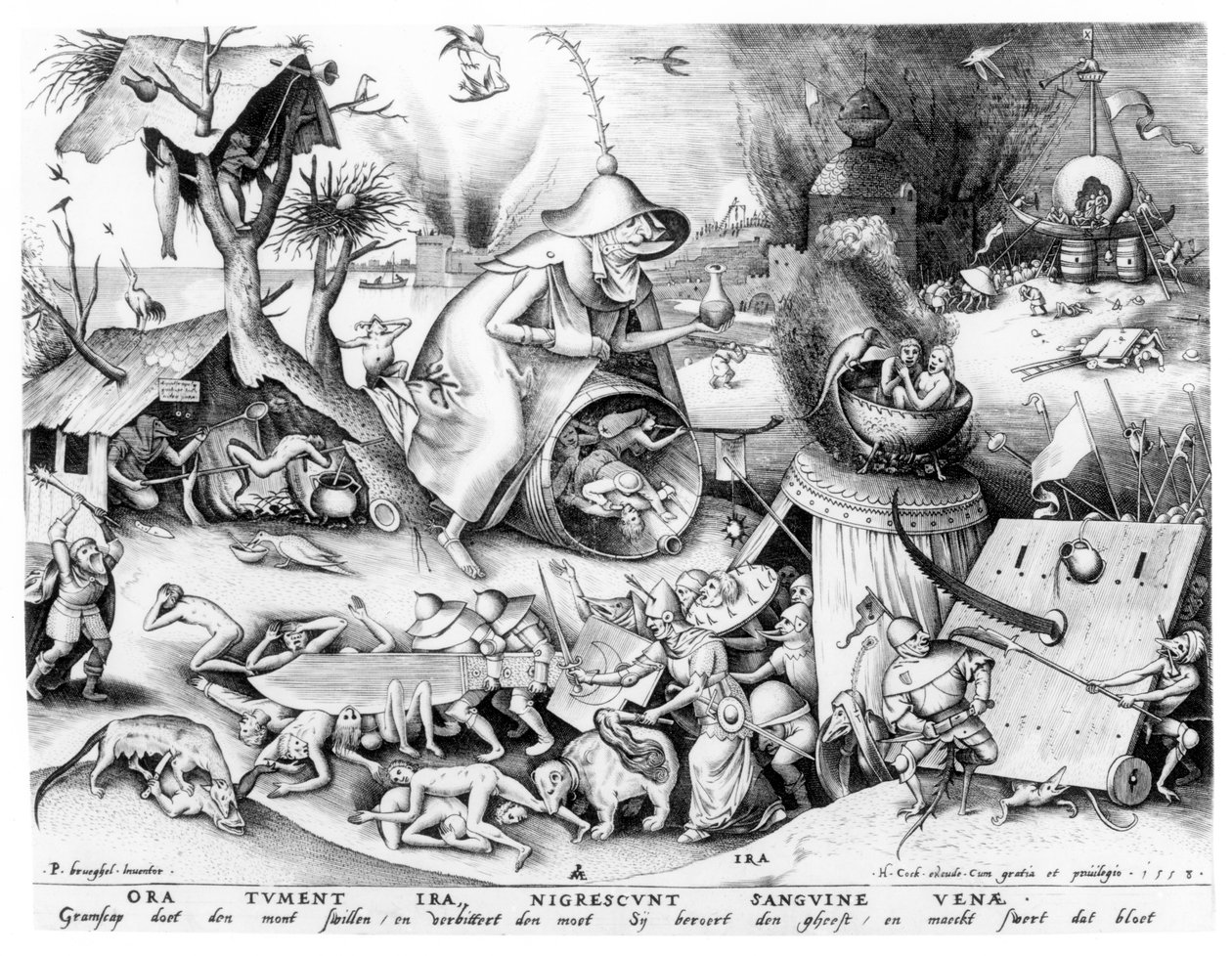 Ilska (Ira), från serien De sju dödssynderna, graverad av Pieter van der Heyden (ca 1530-72) och publicerad av Hieronymus Cock (ca 1510-70), 1558 (gravyr) av Pieter Bruegel the Elder