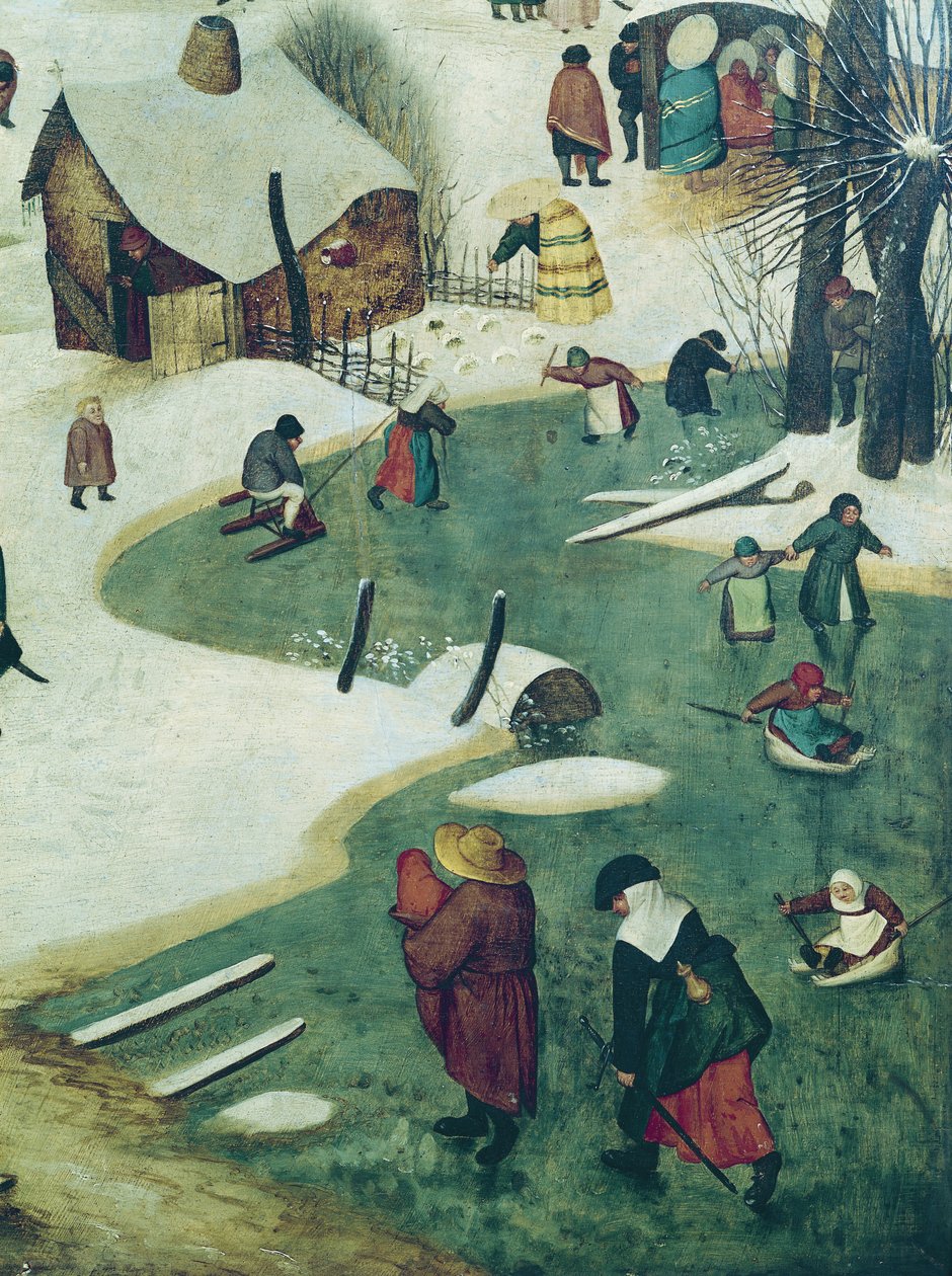 Barn som leker på den frusna floden, detalj från folkräkningen i Betlehem av Pieter Bruegel the Elder