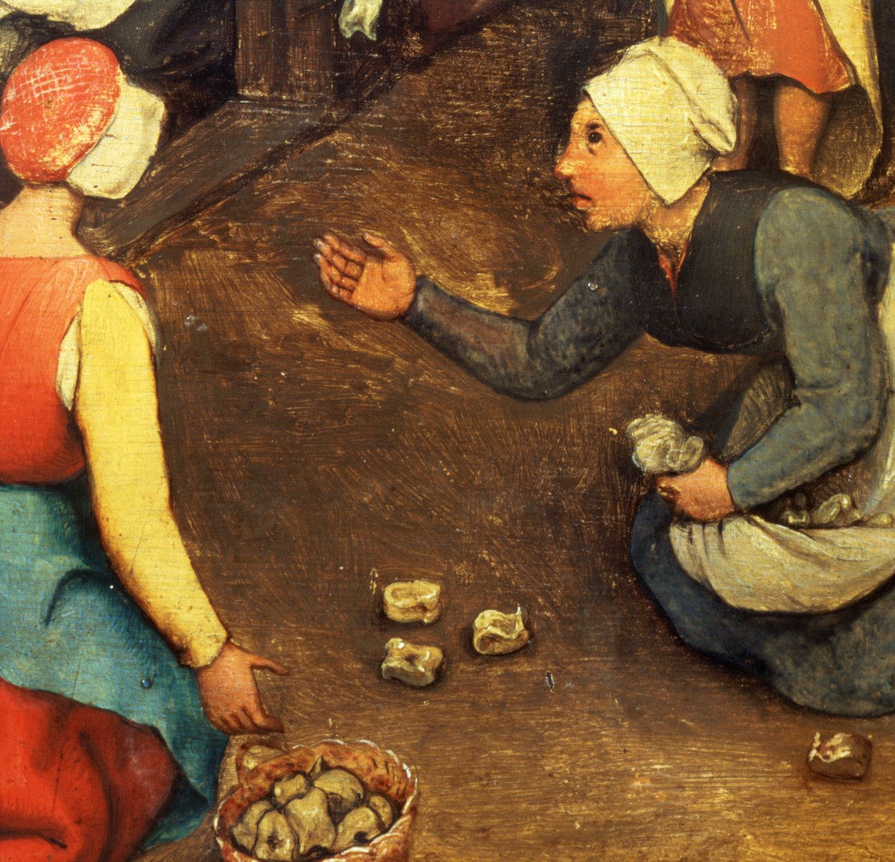 Barnspel (Kinderspiele): detalj av ett spel som kastar knogben, 1560 (detalj av 68945) av Pieter Bruegel the Elder