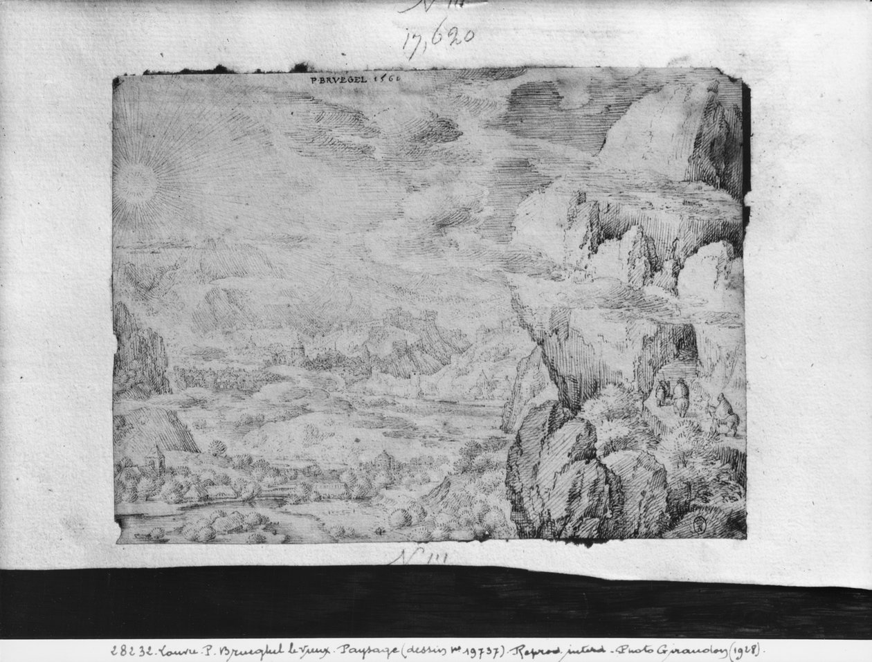 Landskap, 1560 (penna och bläck på papper) av Pieter Bruegel the Elder