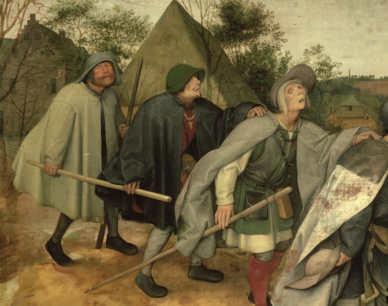 Liknelsen om de blinda, detalj av tre blinda män, 1568 (detalj av 29163) av Pieter Bruegel the Elder