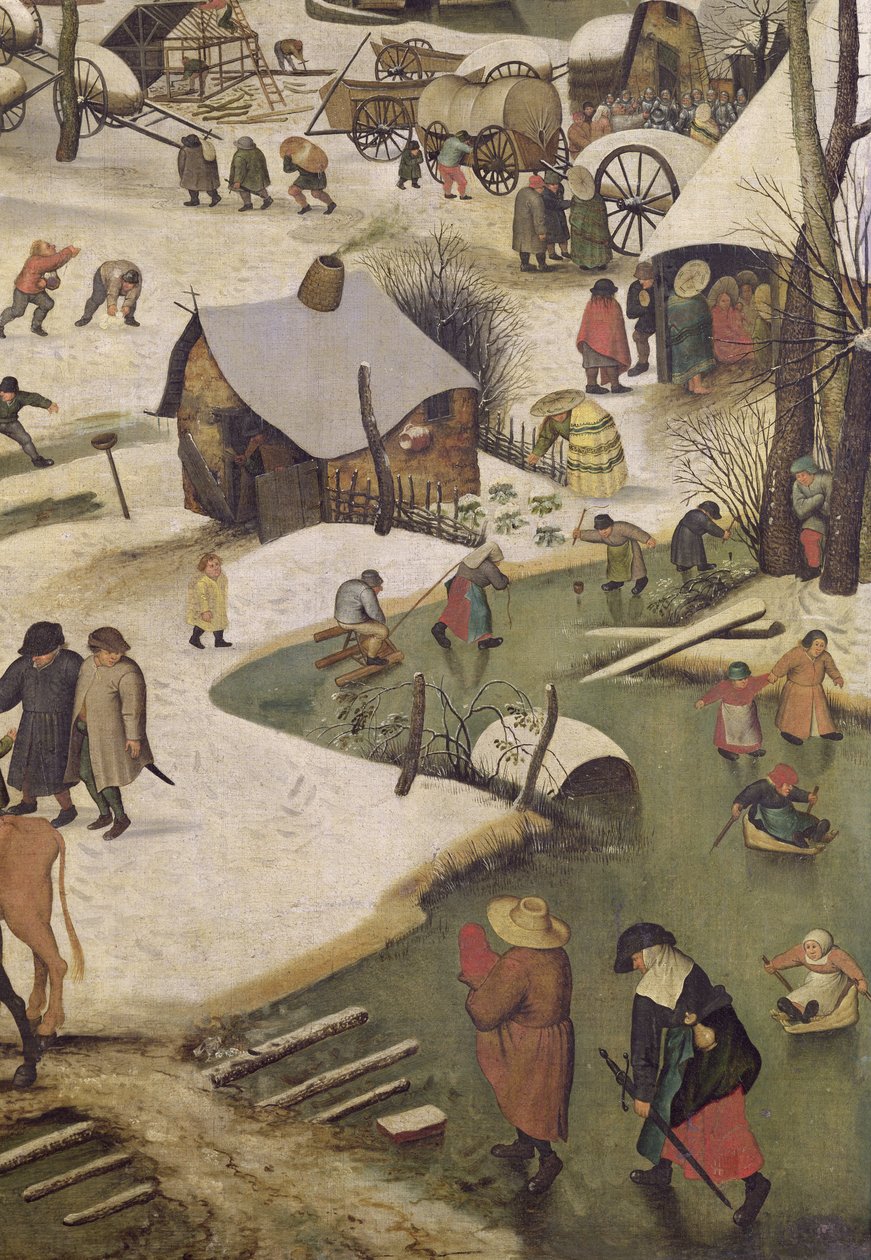 Folkräkningen i Betlehem, detalj av barn som leker på den frusna floden av Pieter Bruegel the Elder