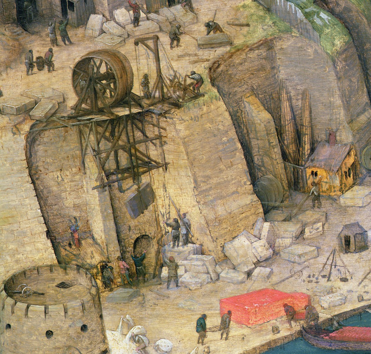 Babels torn, detalj av byggnadsarbetena, 1563 (detalj av 345) av Pieter Bruegel the Elder