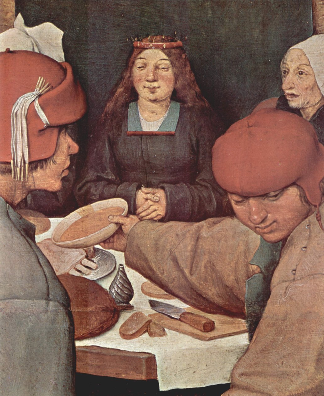 Lantligt bröllop, detalj av Pieter Bruegel the Elder