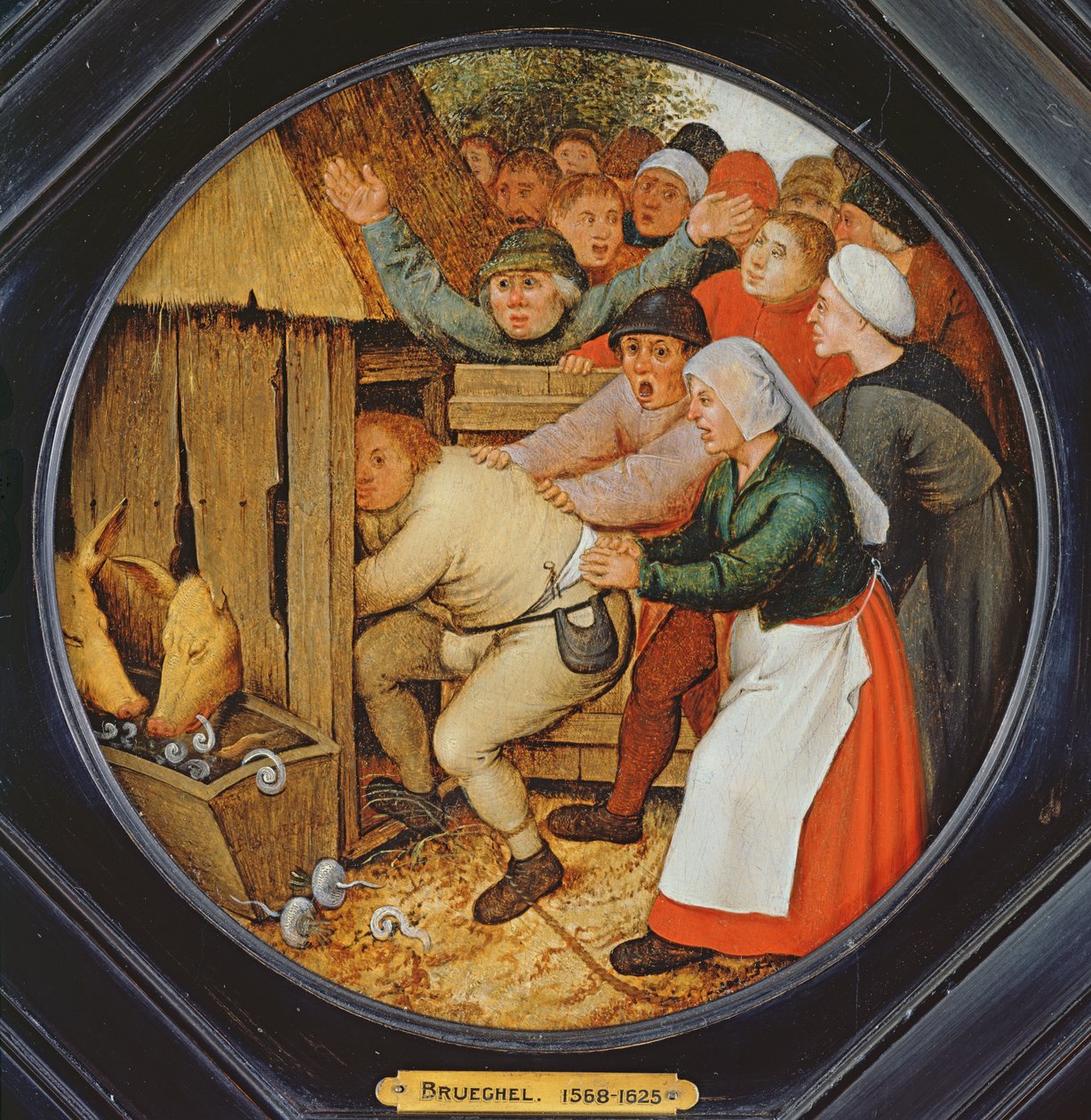 Drunkaren knuffade in i svinstian av Pieter Brueghel the Younger