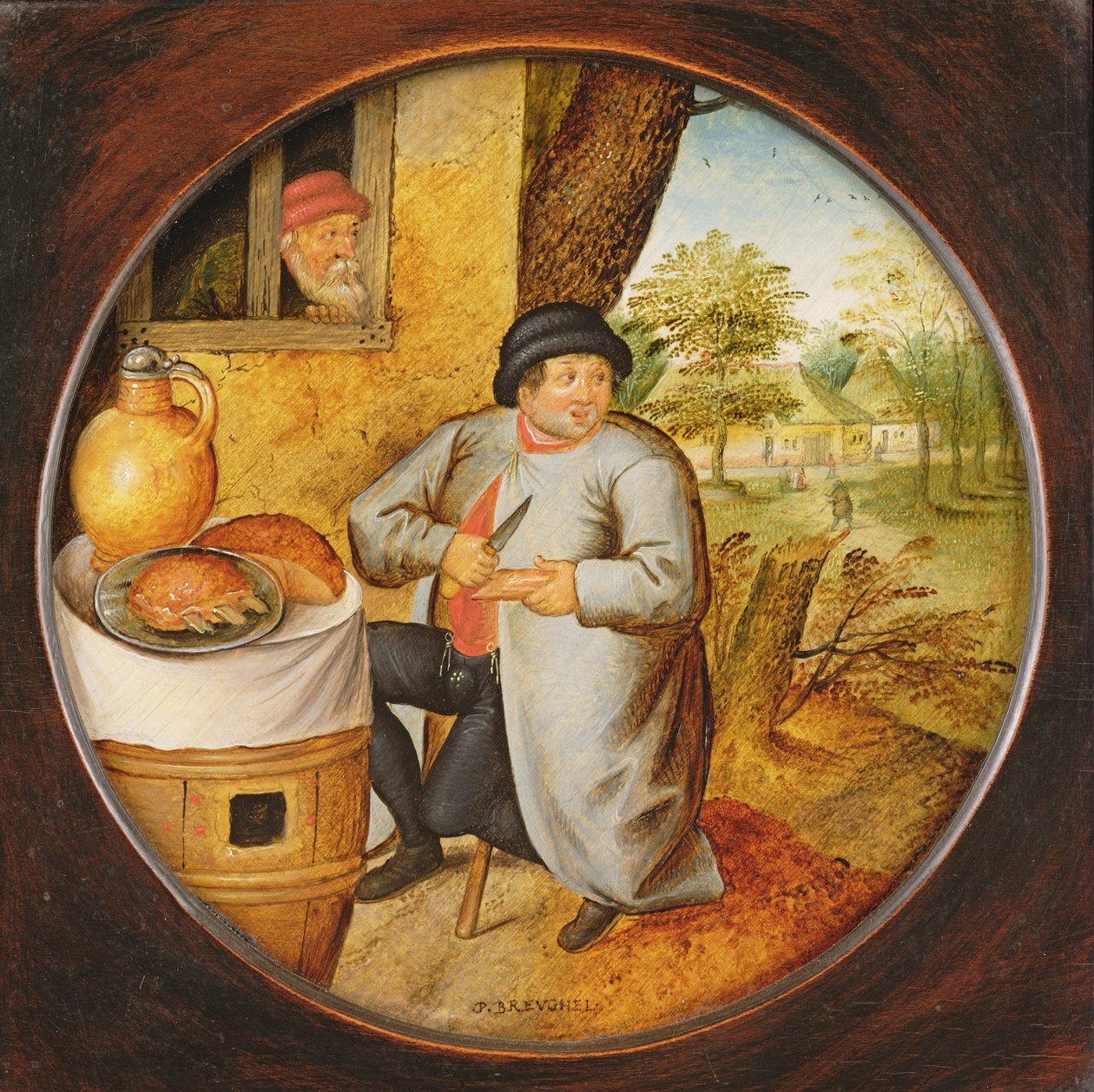 Mannen som skär ved och kött med samma kniv av Pieter Brueghel the Younger