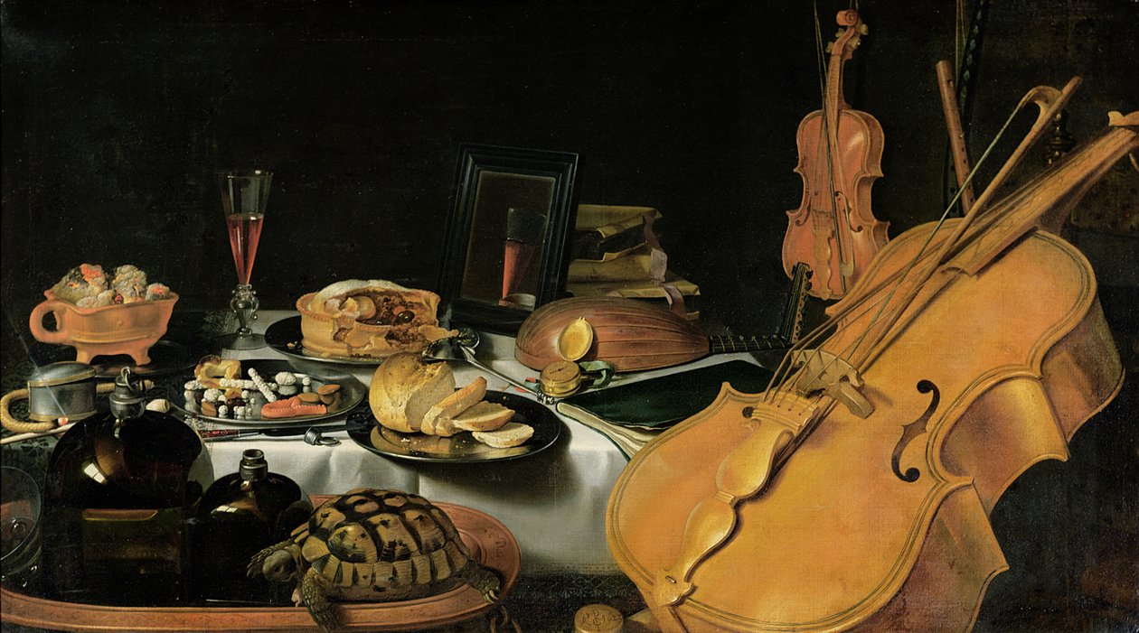 Stilleben med musikinstrument, 1623 av Pieter Claesz