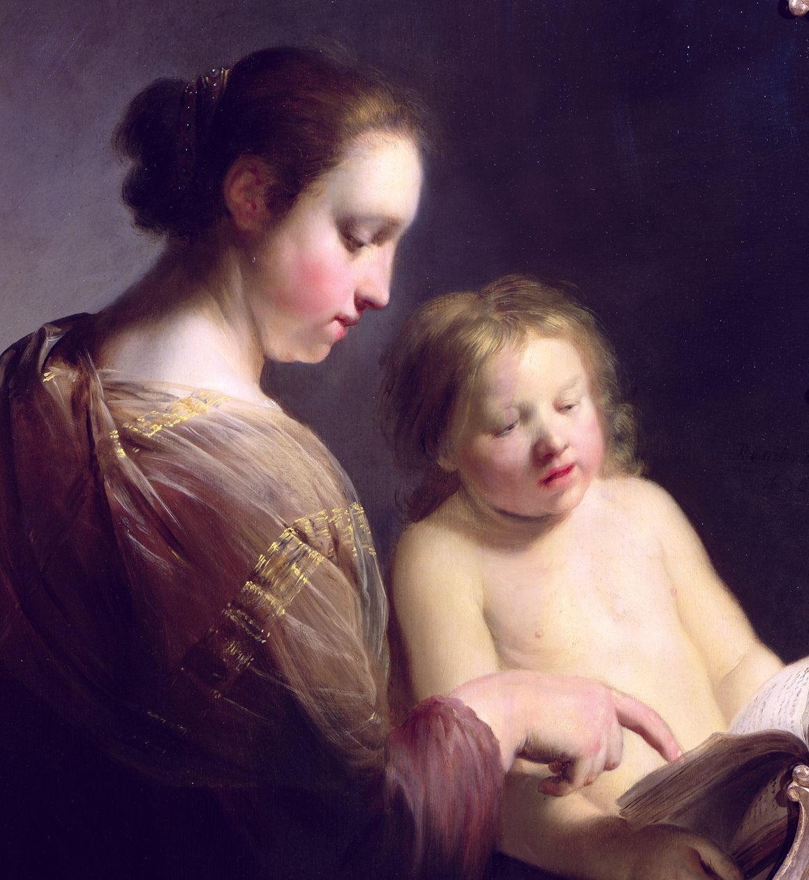 Jungfrun som lärde spädbarnet Kristus att läsa, ca 1630 (detalj av 177874) av Pieter Fransz de Grebber