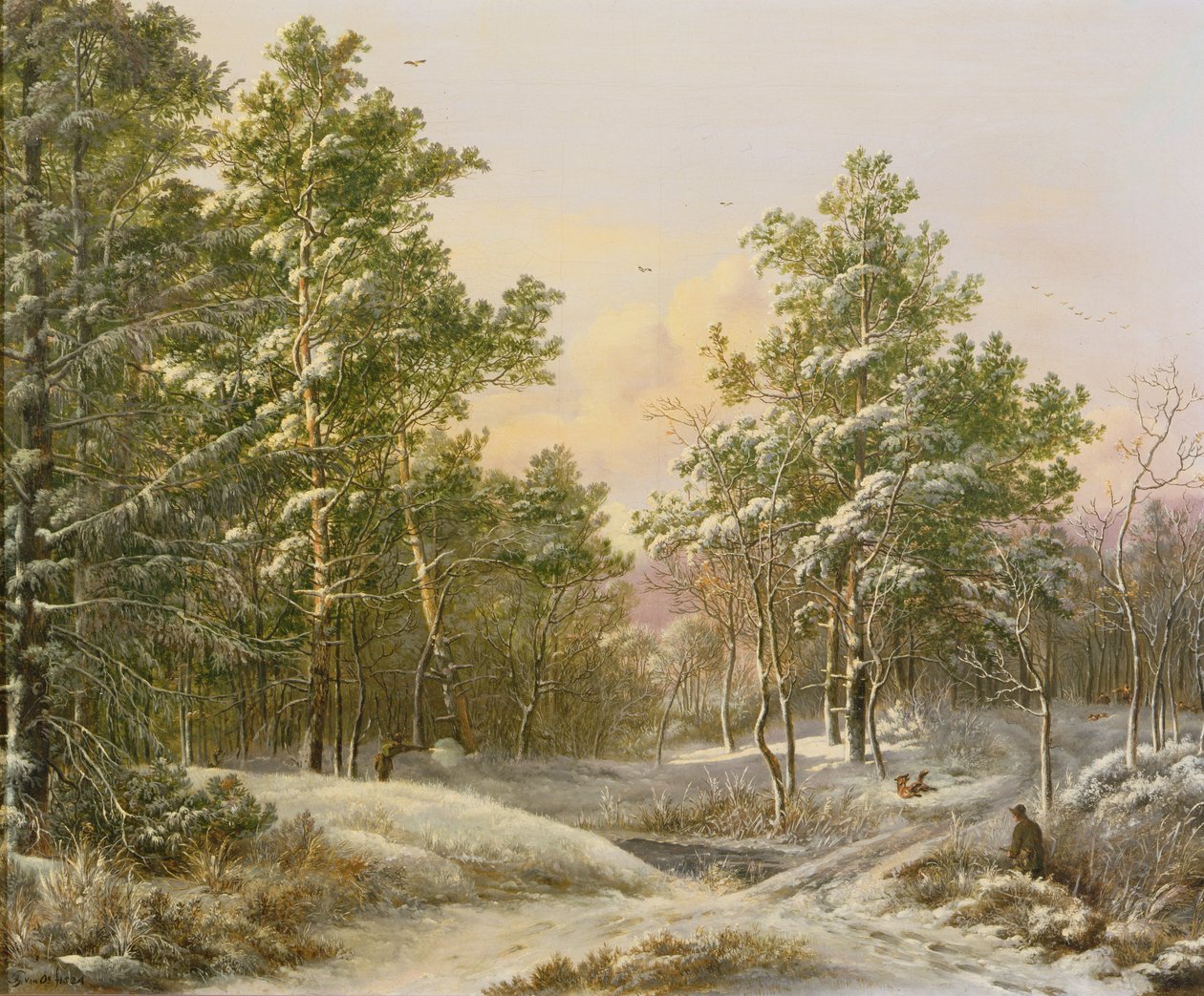 Idrottsmän i en vinterskog av Pieter Gerardus van Os