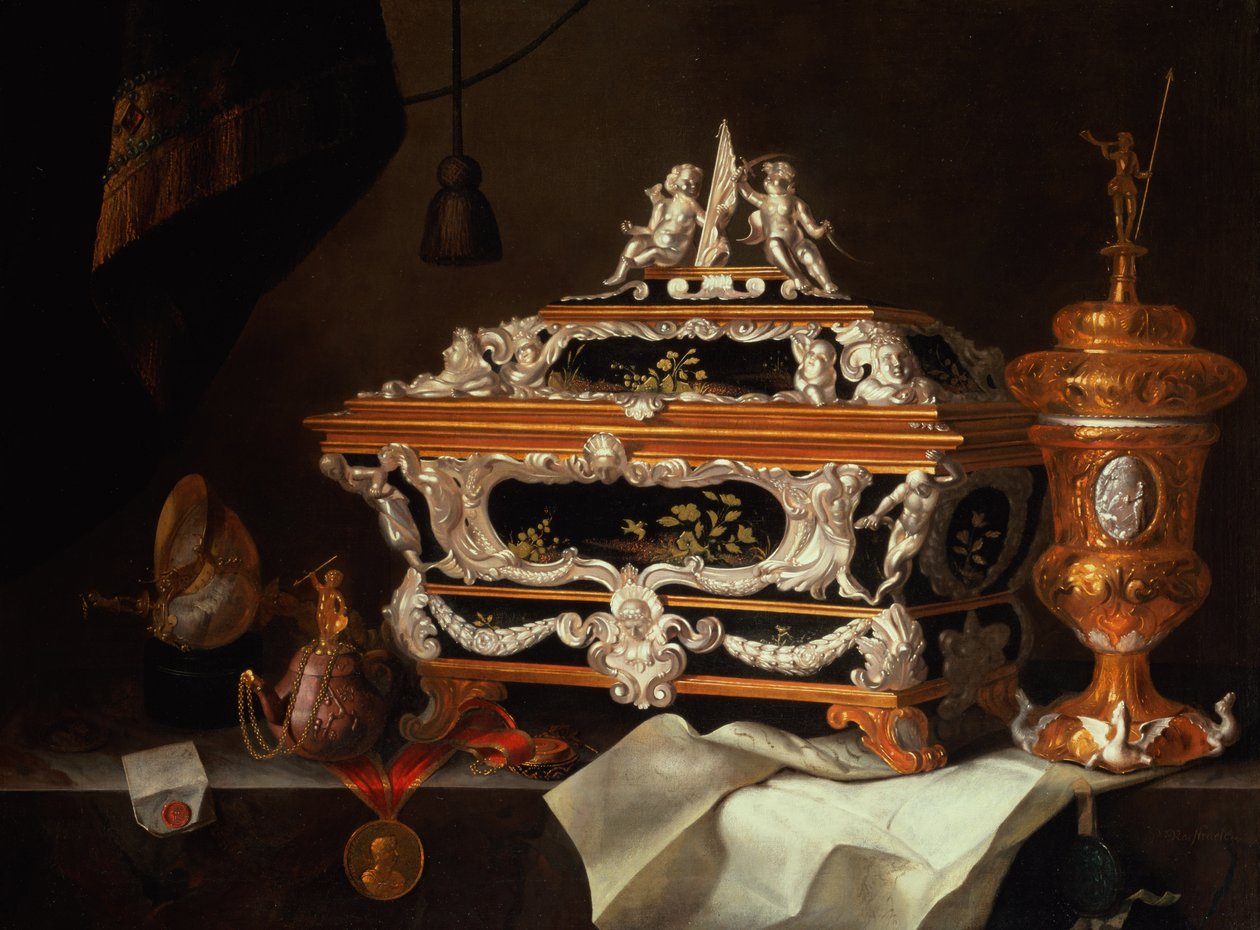 En hyllning till guldsmedens konst (olja) av Pieter Gerritsz. van Roestraten