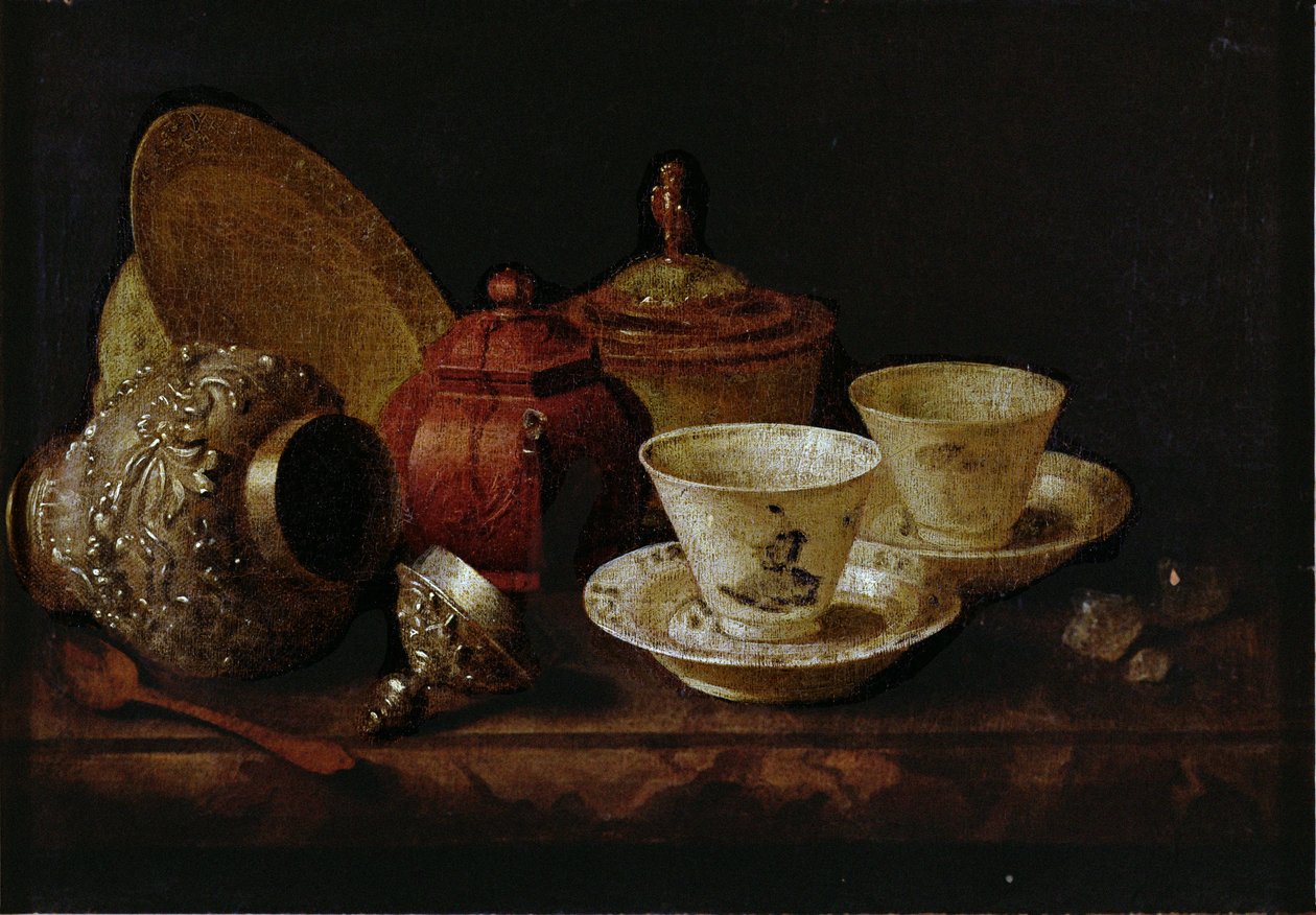 Stilleben med tekoppar av Pieter Gerritsz. van Roestraten