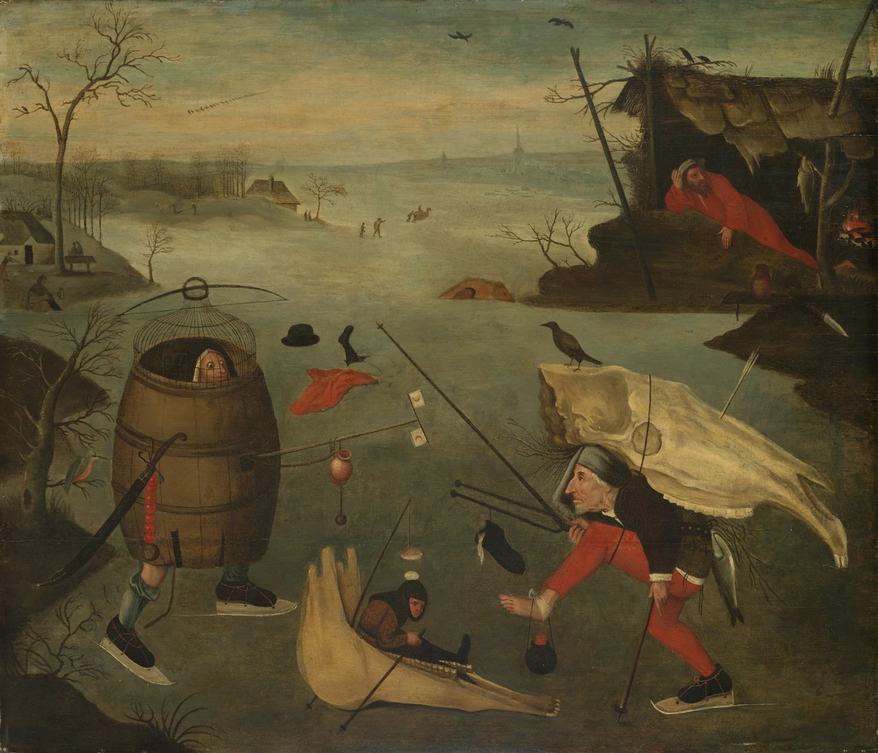Grotesk duell på isen, c.1560 av Pieter Huys